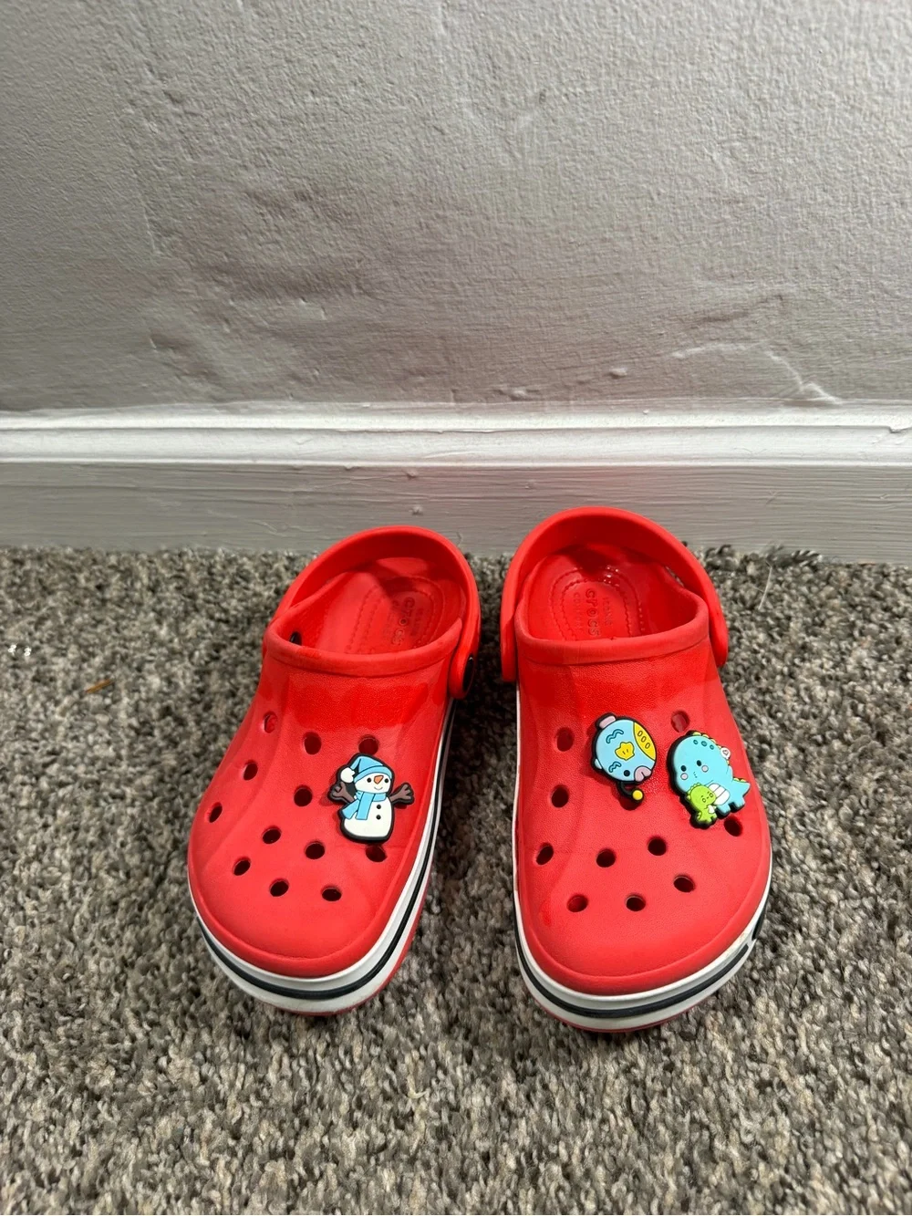 CROCS Kids Red Clogs with Cute Jibbitz Charms